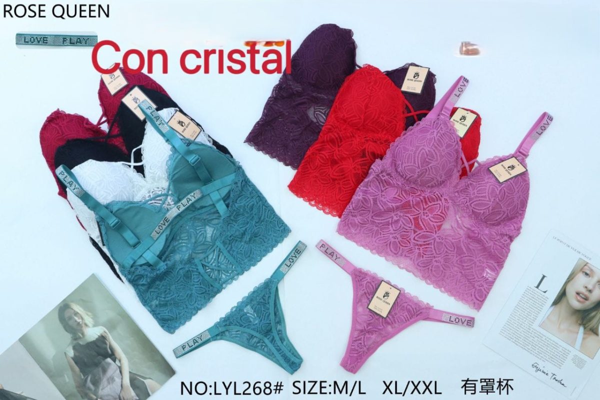 Conjunto de lencería con encaje-LYL268