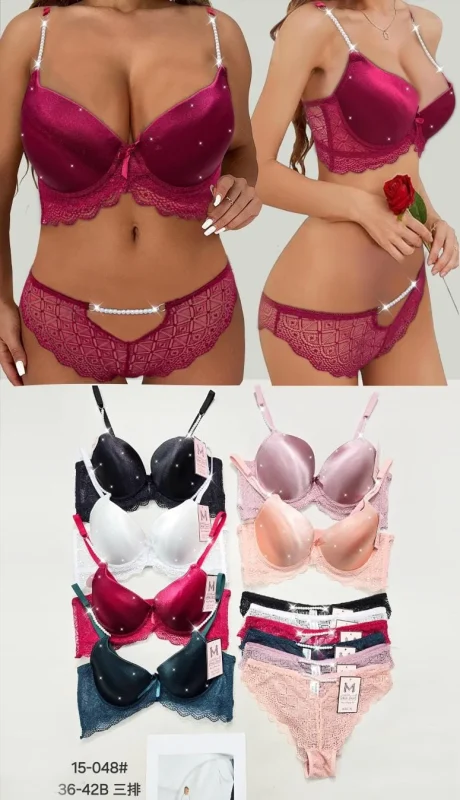 Conjunto de lencería con sujetador y bragas-15-048#