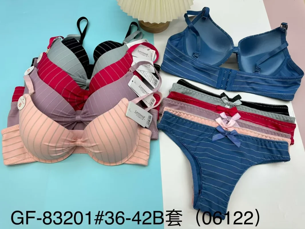 Conjunto de lencería con sujetador y braguitas a rayas-GF-83201