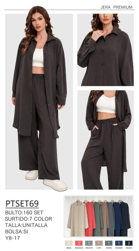 Conjunto de pantalón y camisa para mujer-PTSET69