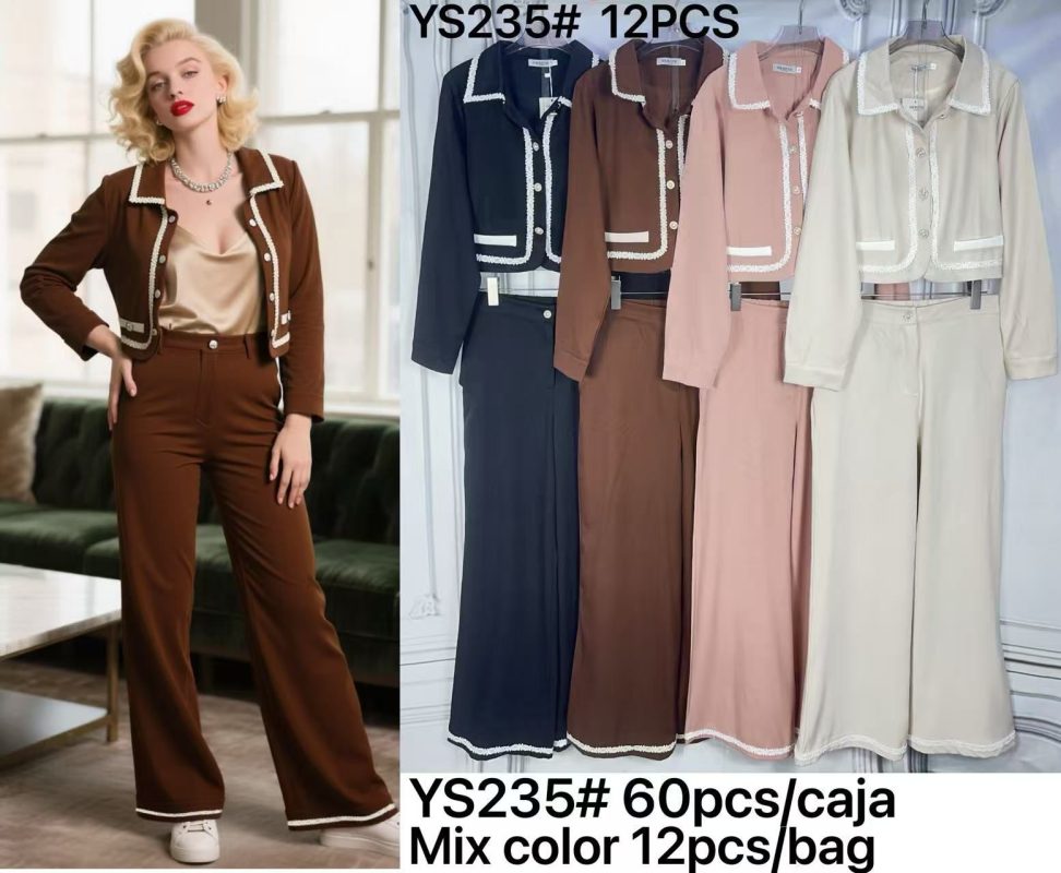 Conjunto de pantalón y chaqueta con ribete-YS235