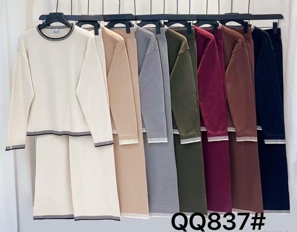 Conjunto de dos piezas con ribete en contraste-QQ837