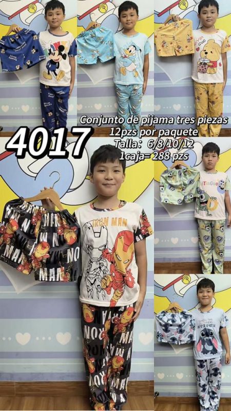 Conjunto de pijama tres piezas para niño-4017