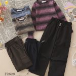 Conjunto de ropa infantil con pantalones cargo-F2629 - 2