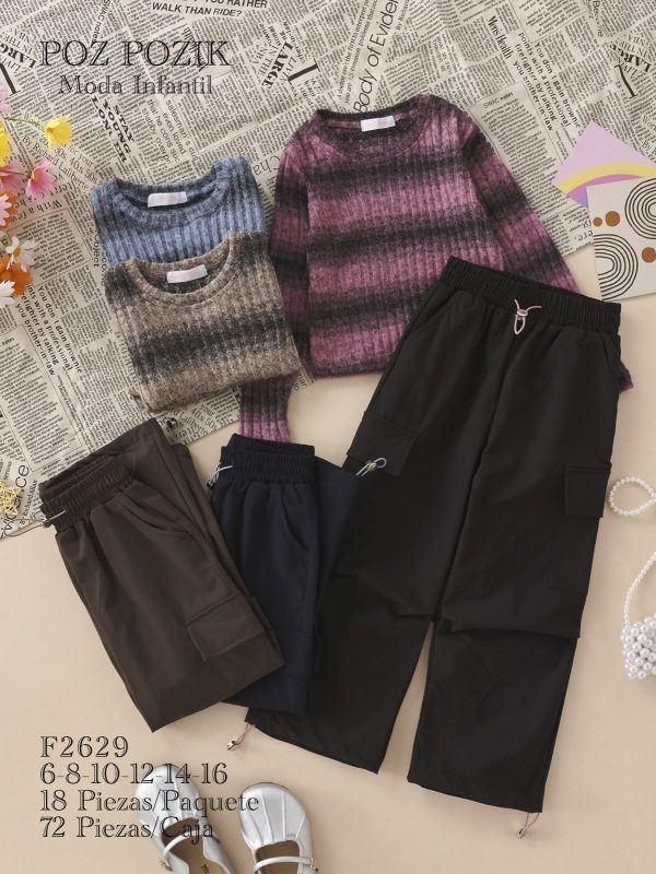 Conjunto de ropa infantil con pantalones cargo-F2629