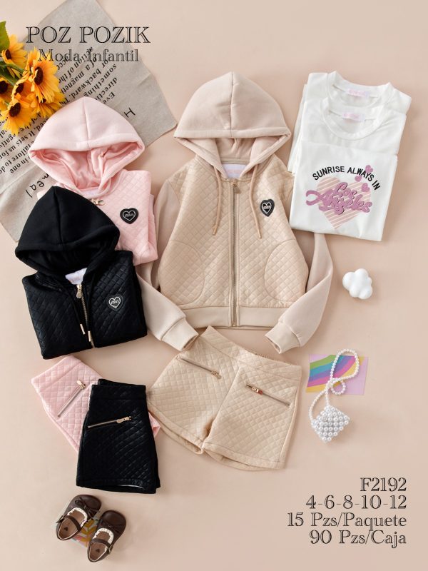 Conjunto de ropa infantil con sudadera y shorts-F2192