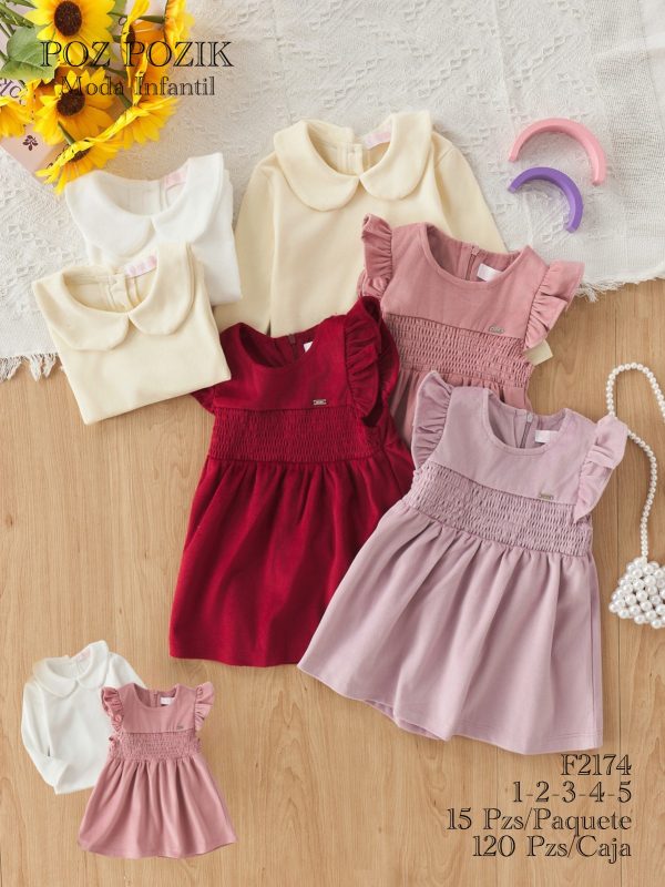 Conjunto de ropa infantil con vestidos y blusas-F2174