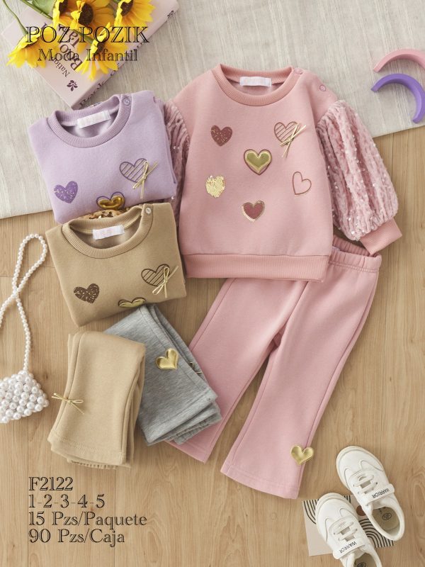 Conjunto de ropa infantil corazones-F2122