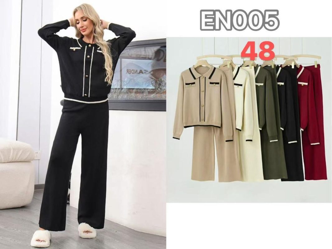 Conjunto de Suéter y Pantalón con Detalles en Contraste-EN005