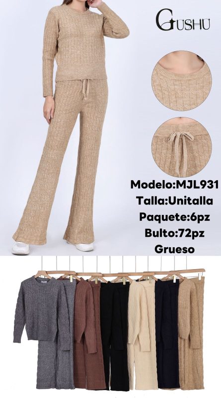 Conjunto de suéter y pantalón de punto-MJL931
