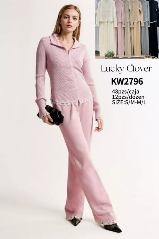 Conjunto de suéter y pantalón para mujer-KW2796