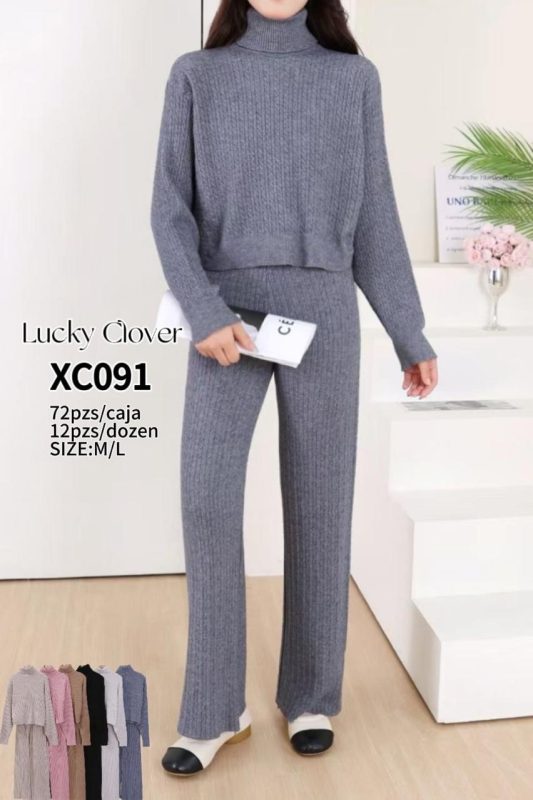 Conjunto de suéter y pantalones de punto-XC091