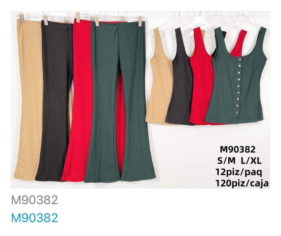 Conjunto de top y pantalones acampanados-M90382