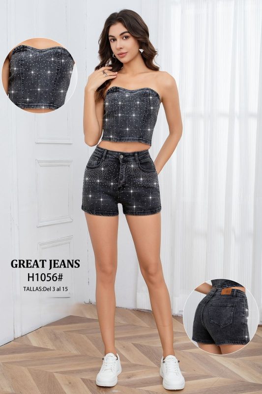 Conjunto denim con brillantes-H1056