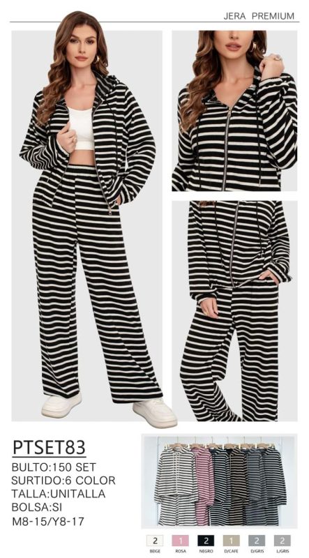 Conjunto deportivo a rayas para mujer-PTSET83