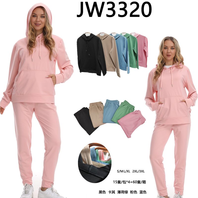 Conjunto deportivo de sudadera con capucha para mujer-JW3320