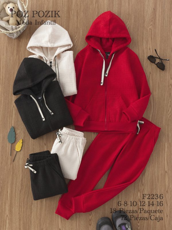 Conjunto deportivo infantil con capucha-F2236
