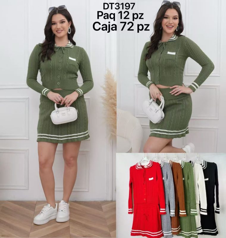 Conjunto falda y cárdigan tejido-DT3197