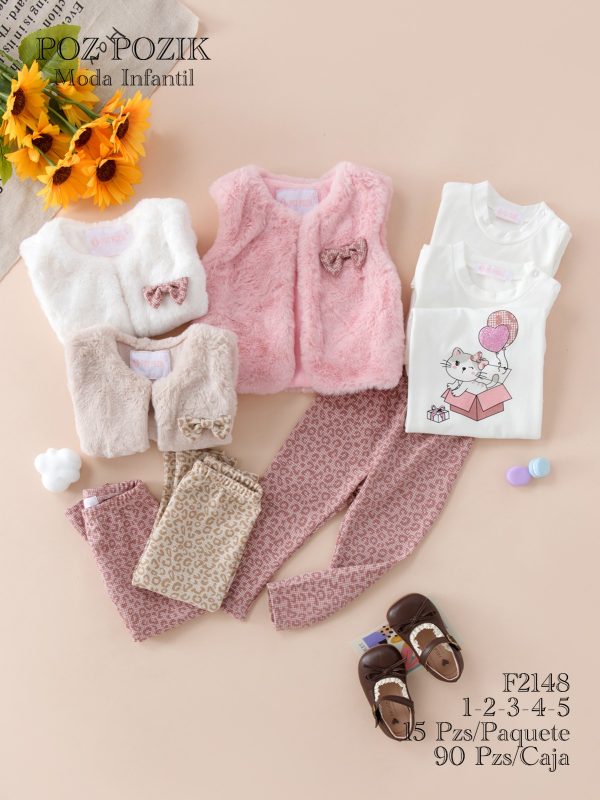 Conjunto Infantil con Chalecos y Leggings-F2148