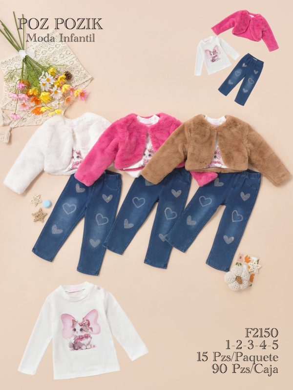 Conjunto infantil con chaqueta de peluche-F2150