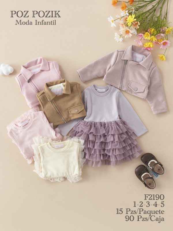 Conjunto Infantil con Chaqueta y Vestido-F2190