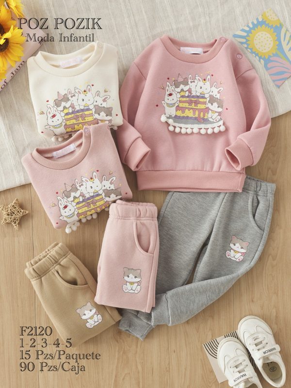Conjunto infantil con diseño de conejos-F2120