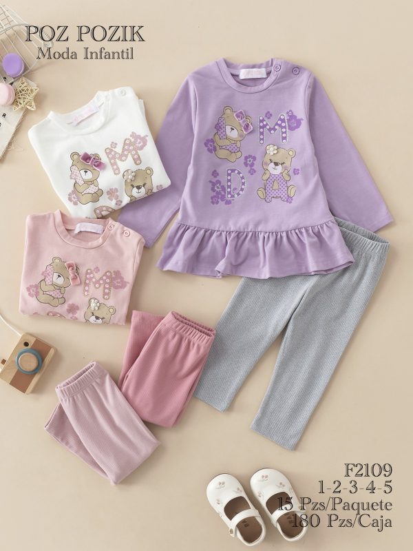 Conjunto Infantil con Estampado de Osos-F2109