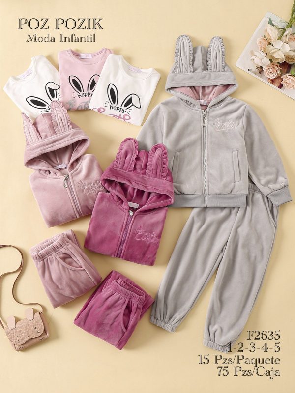 Conjunto Infantil con Orejas de Conejo-F2635