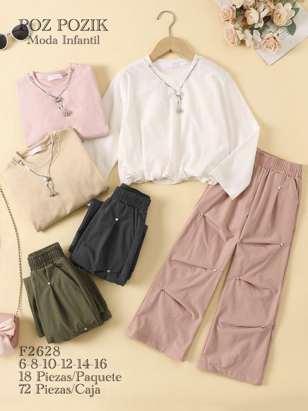 Conjunto Infantil de Blusa y Pantalón-F2628