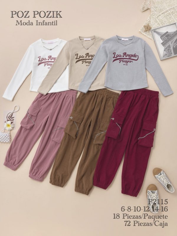 Conjunto infantil de camiseta y pantalón-F2115