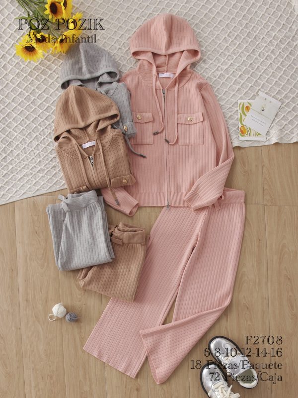 Conjunto Infantil de Tejido con Capucha-F2708