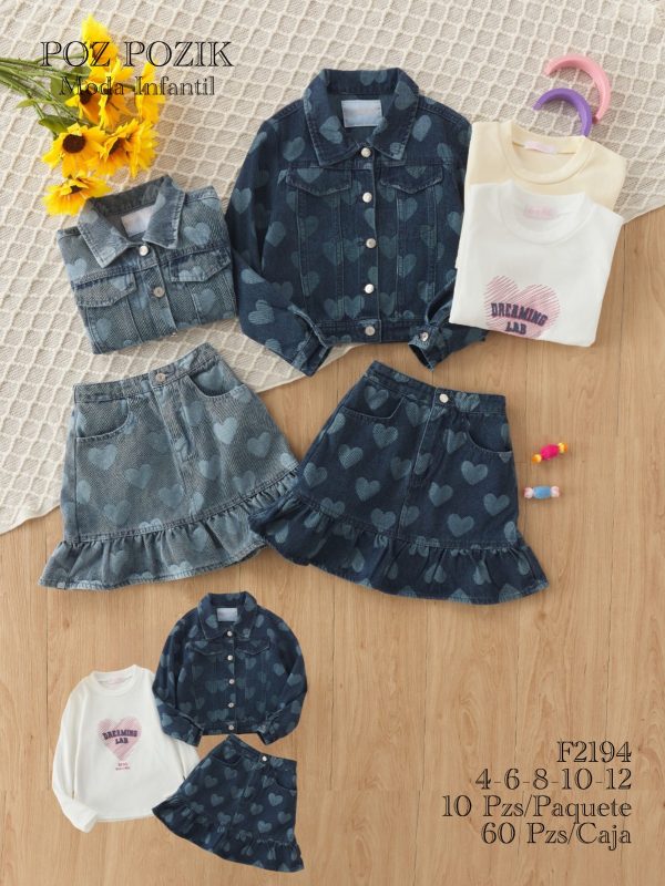 Conjunto Infantil Denim Corazones-F2194