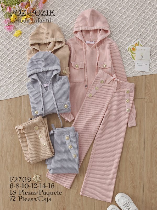 Conjunto Infantil Tejido con Botones-F2709