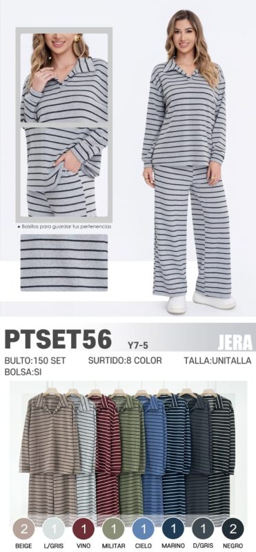 Conjunto pijama de rayas-PTSET56