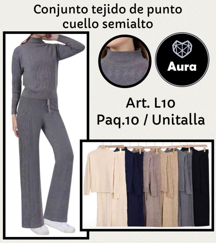 Conjunto tejido de punto cuello semialto-L10