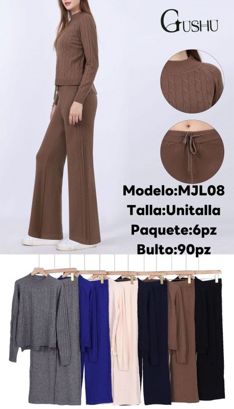 Conjunto tejido de punto con detalle trenzado-MJL08