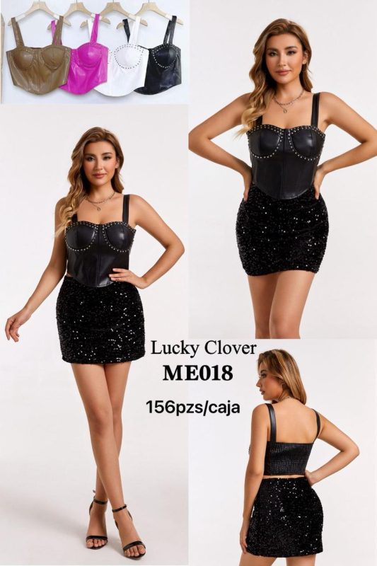 Conjunto top y falda lentejuelas-ME018