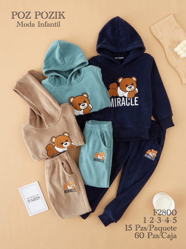 Conjuntos infantiles con diseño de oso-F2800