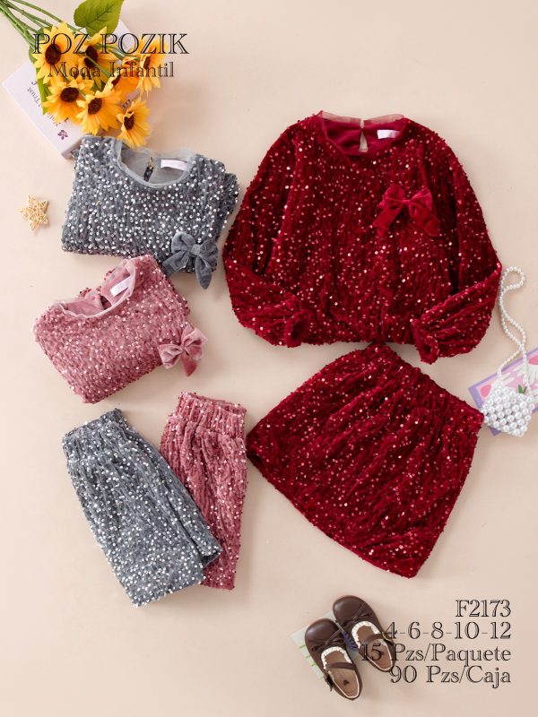 Conjuntos para niña en lentejuelas-F2173