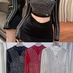 Top con pedrería y manga larga-YS213 - 1