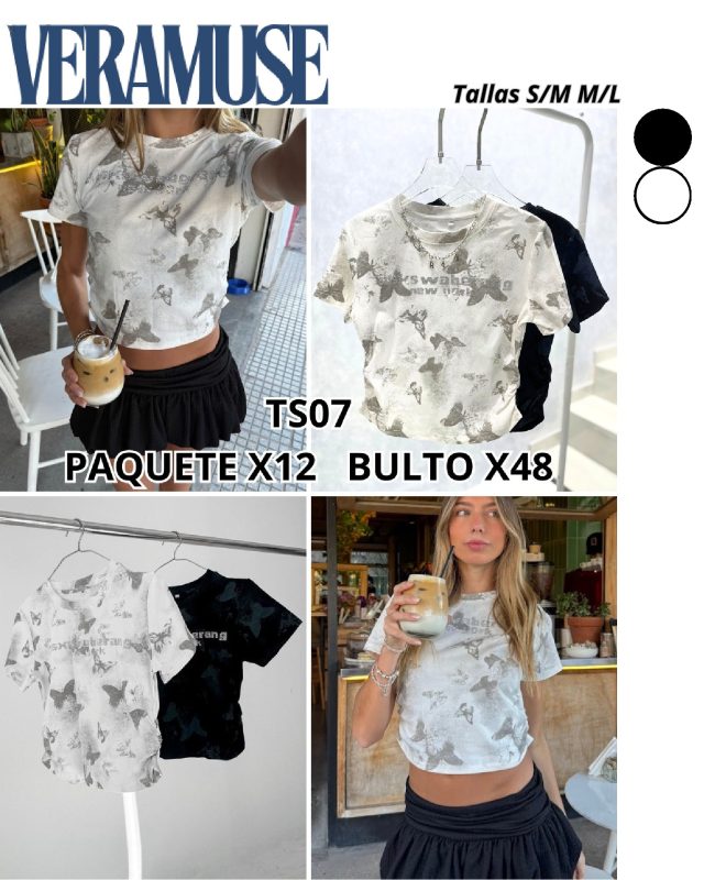 Crop top estampado con mariposas-TS07