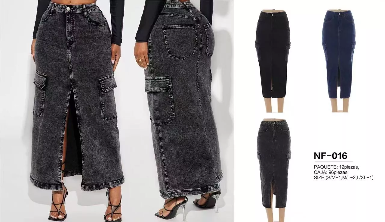 Falda con abertura y bolsillos cargo-NF016