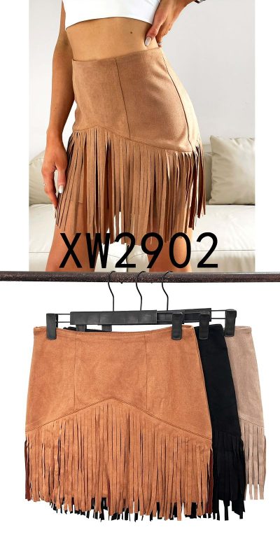 Falda con flecos-XW2902