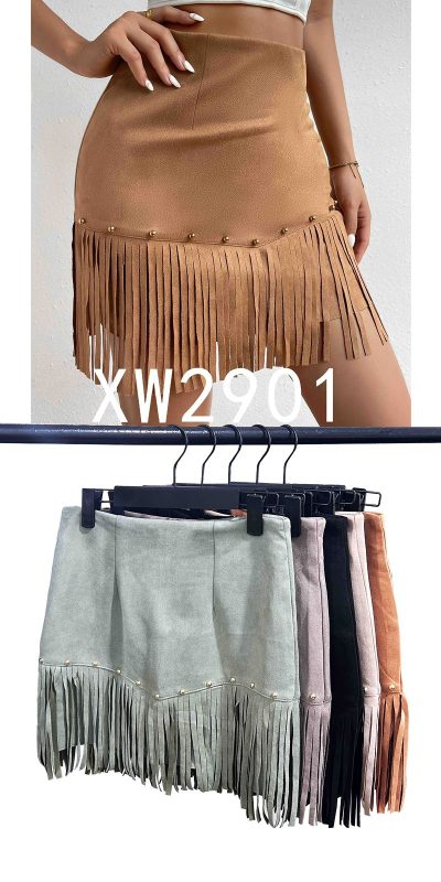 Falda con flecos-XW2901