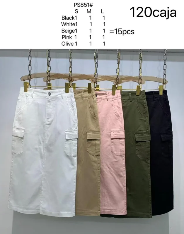 Falda midi cargo para mujer-PS851