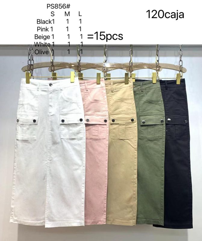Falda midi con bolsillos tipo cargo-PS856