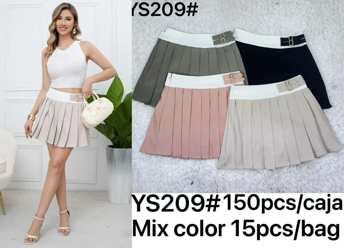 Falda plisada con cinturón-YS209