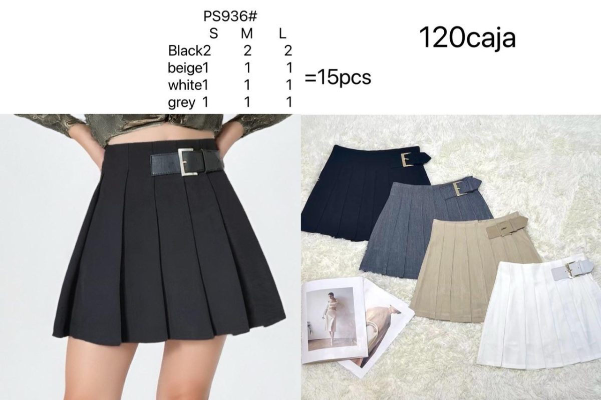 Falda plisada con cinturón-PS936