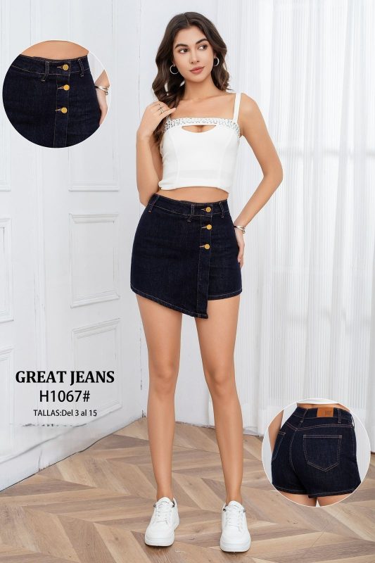 Falda short de mezclilla con botones-H1067