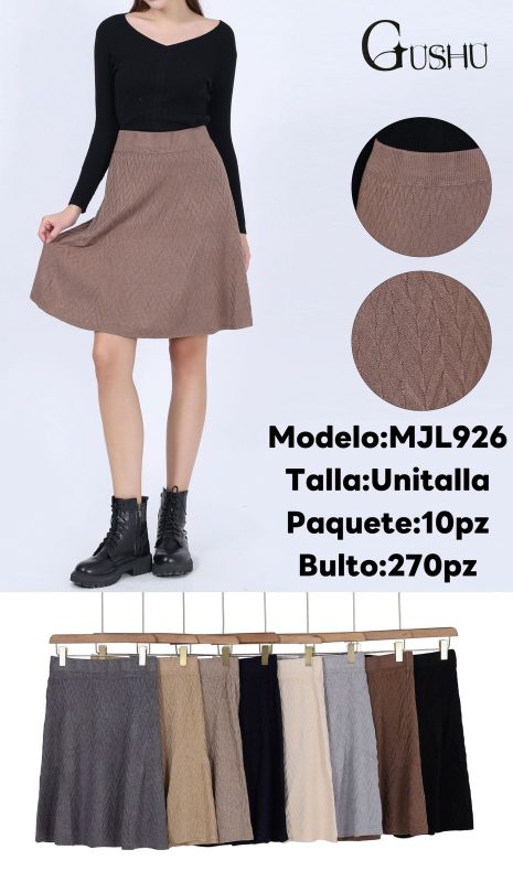 Falda tejida con patrón en A-MJL926